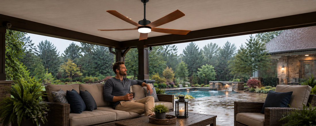 Solar fan lights for cloudy days and mixed sun outdoor spaces