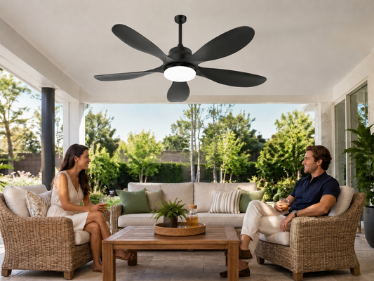 Ventallion vs Gliztech solar ceiling fan light comparison for outdoor patios and portable hanging use