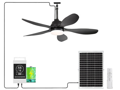 42-Inch Outdoor Solar Ceiling Fan with Light & Battery
