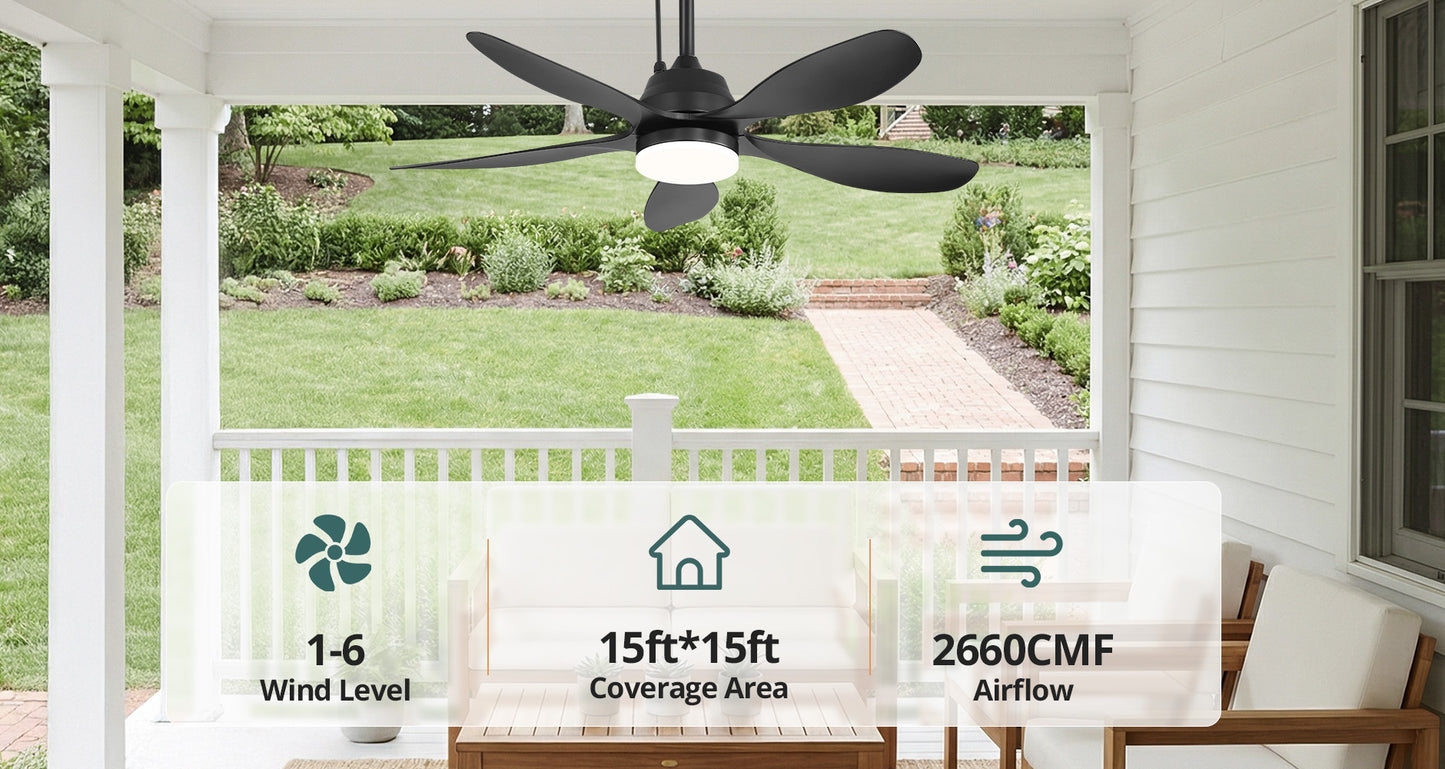 42-Inch Outdoor Solar Ceiling Fan with Light & Battery