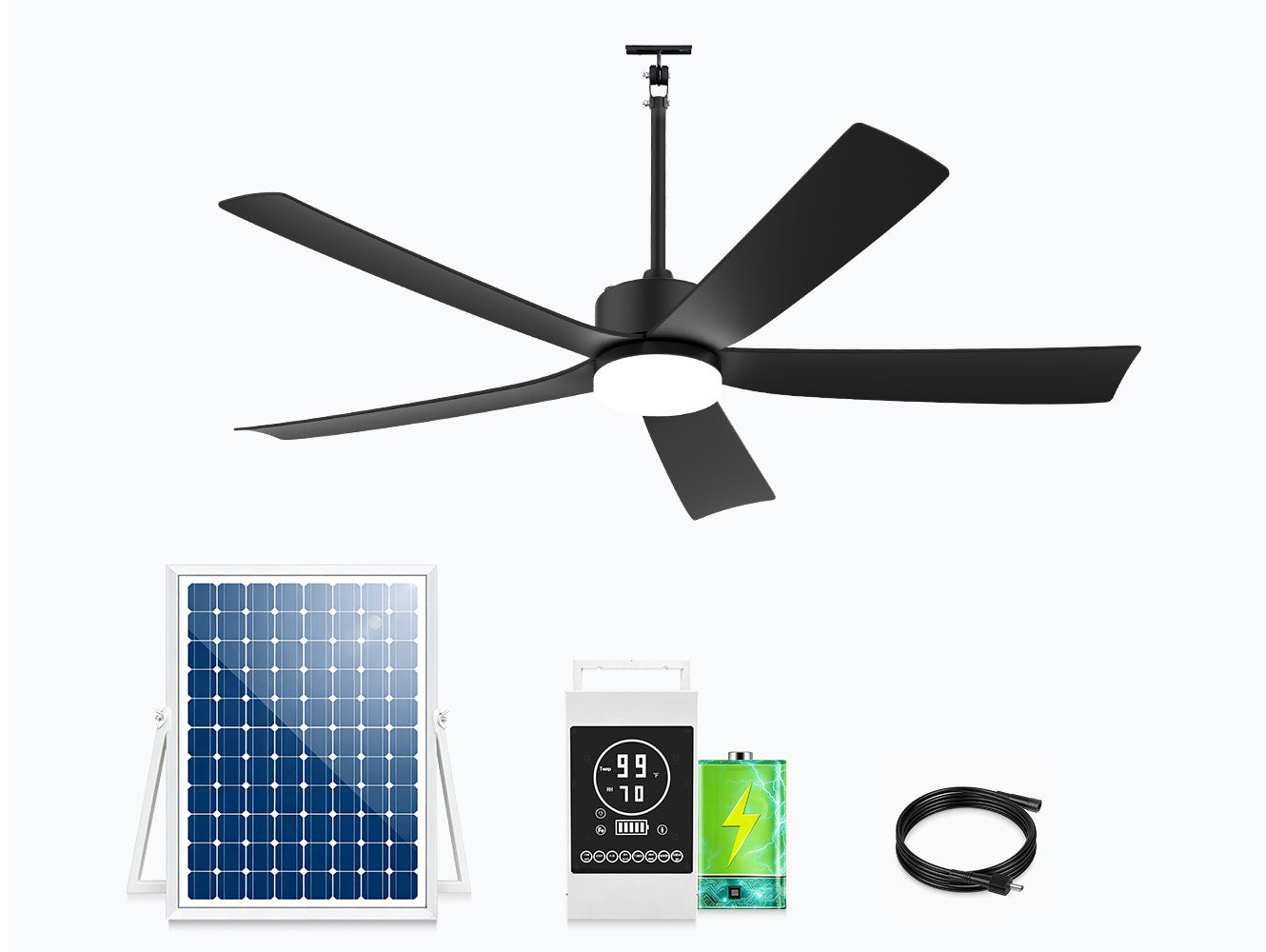 52 inch outdoor ceiling fan with light and solar panel kit