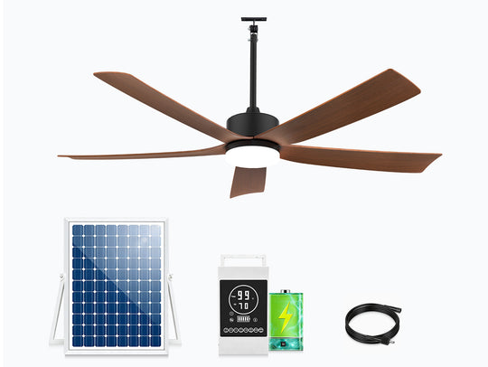 52 inch solar ceiling fan with light and battery backup for larger covered outdoor spaces