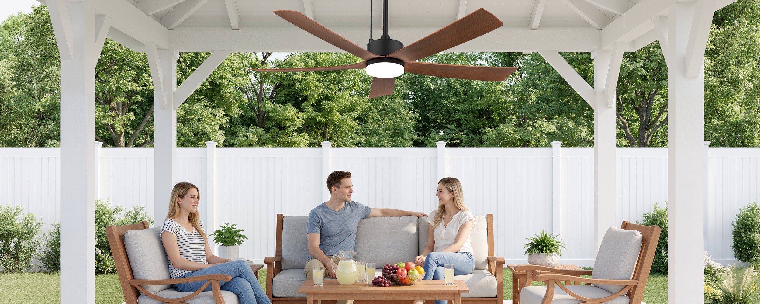 52 inch solar ceiling fan with light for larger pergolas and wider airflow coverage
