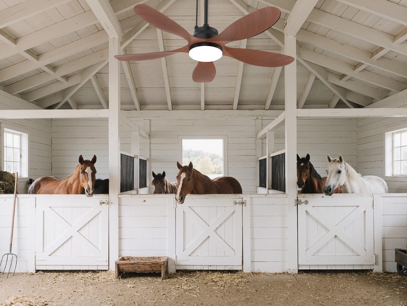 42 inch outdoor ceiling fan with light for barn and stable airflow