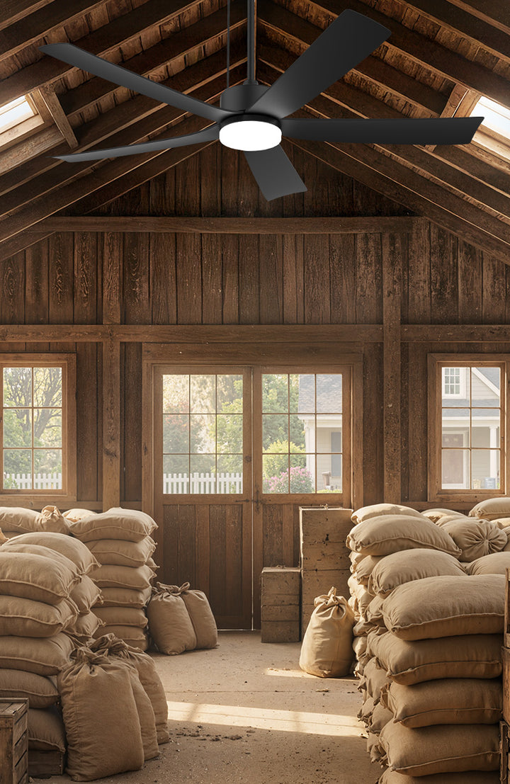 52 inch outdoor ceiling fan with light for sheds and covered storage rooms