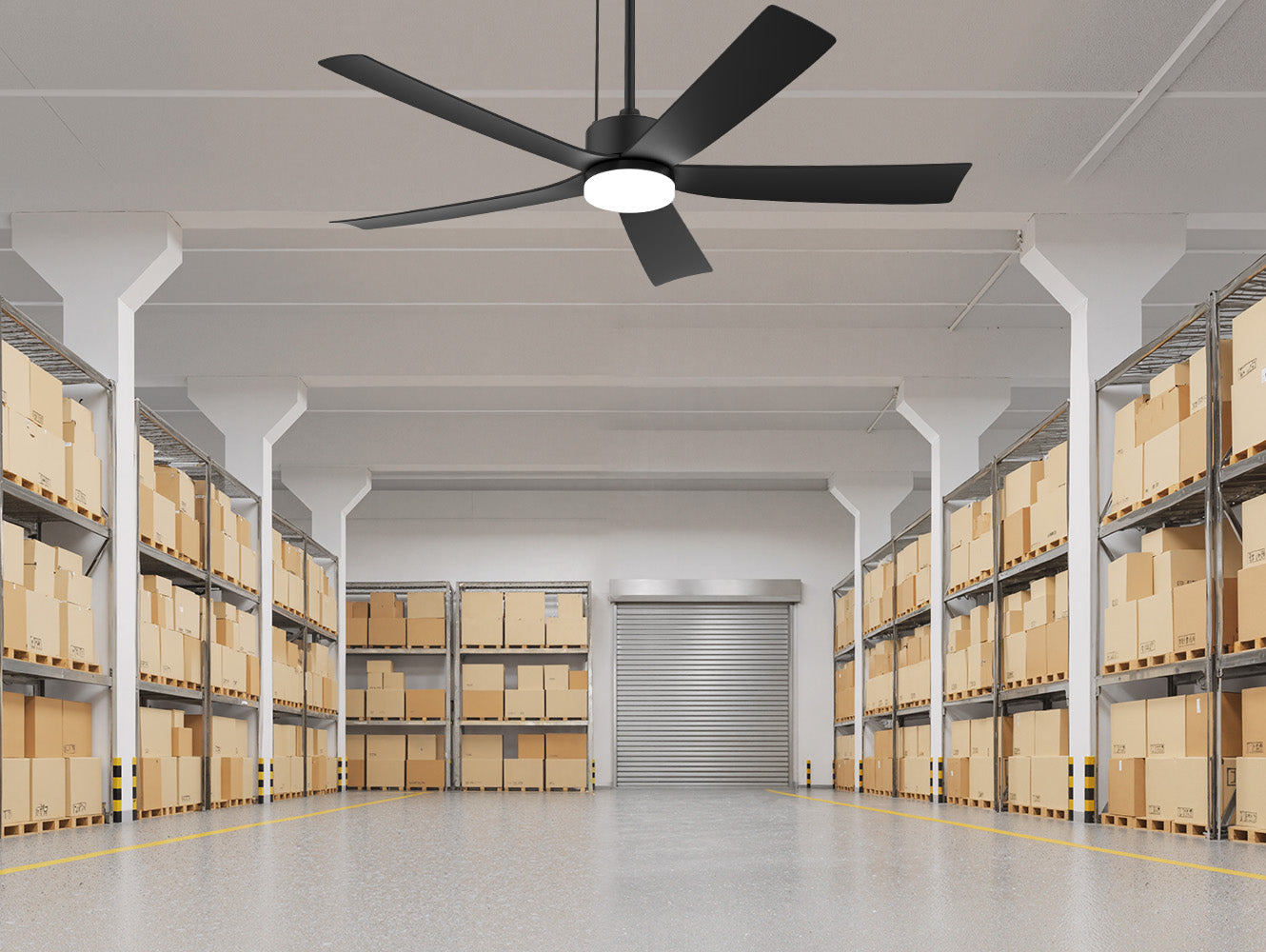 52 inch outdoor ceiling fan with light for warehouse and covered utility spaces