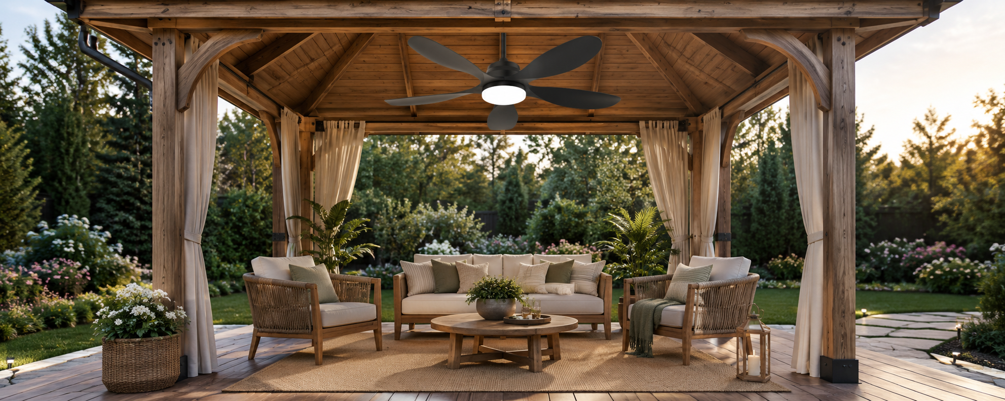 Solar panel placement for a 52 inch solar ceiling fan on a shaded covered patio