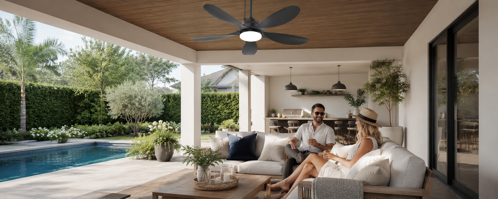 42 inch outdoor ceiling fan with light for a compact pergola or small covered patio