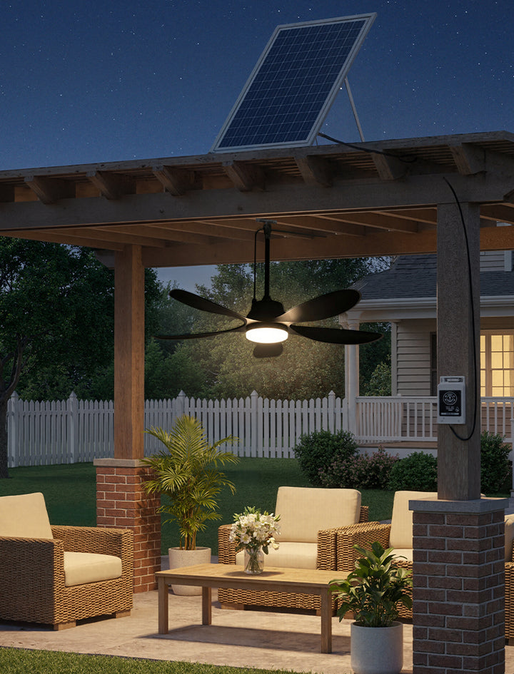 42 inch outdoor ceiling fan with light and battery backup for night use