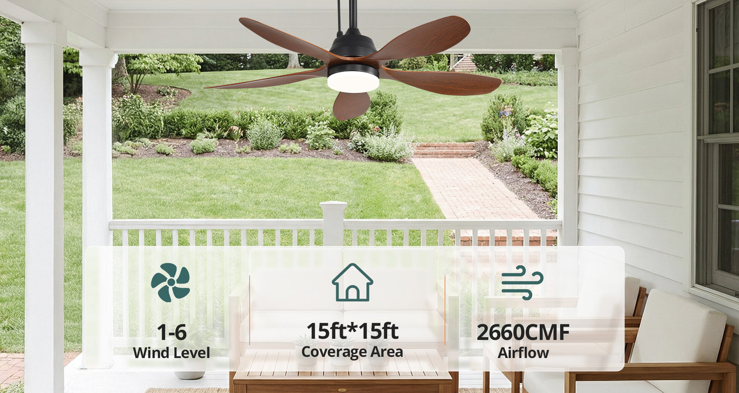 42-Inch Outdoor Solar Ceiling Fan with Light & Battery