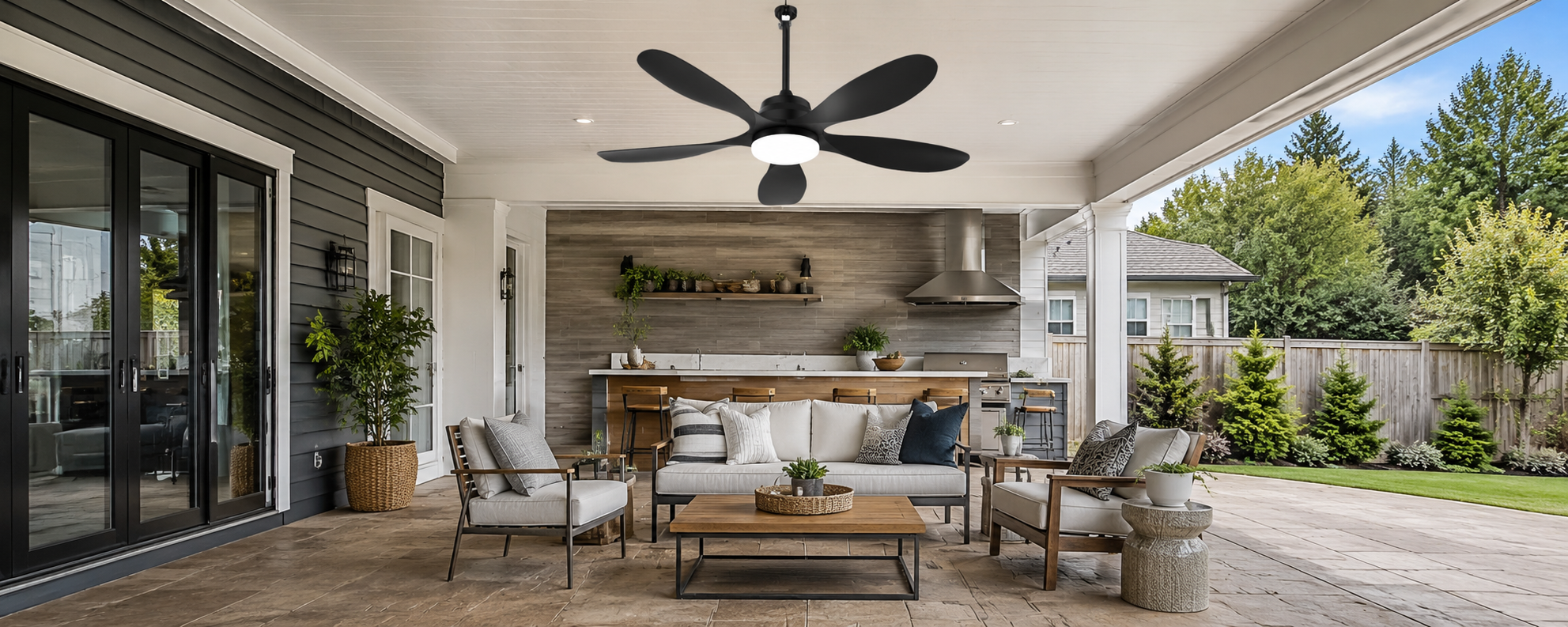 52 inch solar ceiling fan with light for a larger pergola or patio
