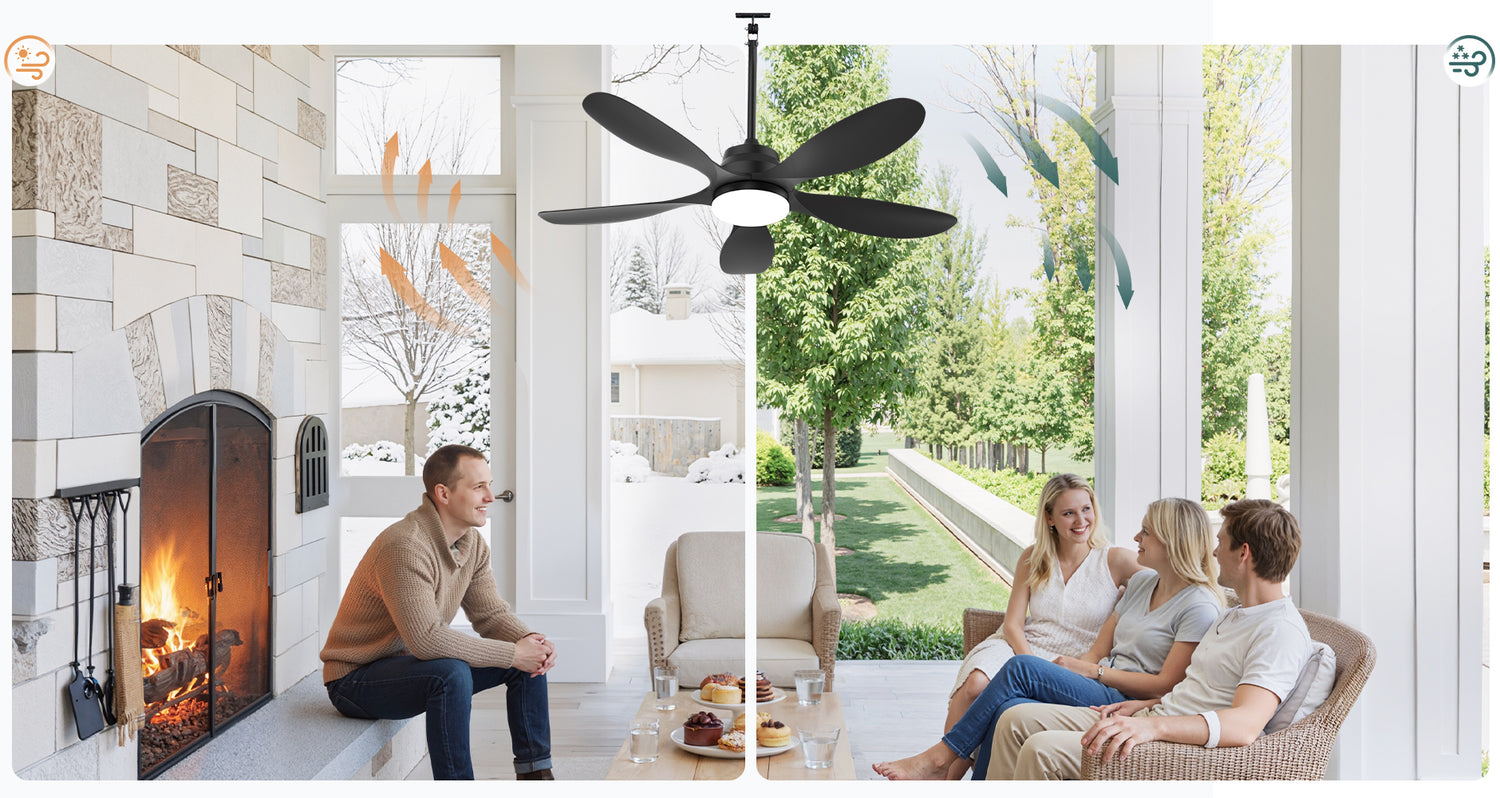 42 inch outdoor ceiling fan with reversible motor for summer cooling and winter circulation