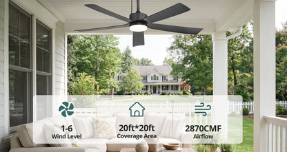 52-Inch Outdoor Solar Ceiling Fan with Light & Battery