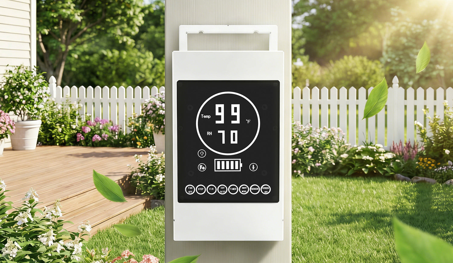 52 inch outdoor ceiling fan with LiFePO4 battery backup for solar power storage