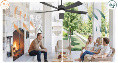 52-Inch Outdoor Solar Ceiling Fan with Light & Battery