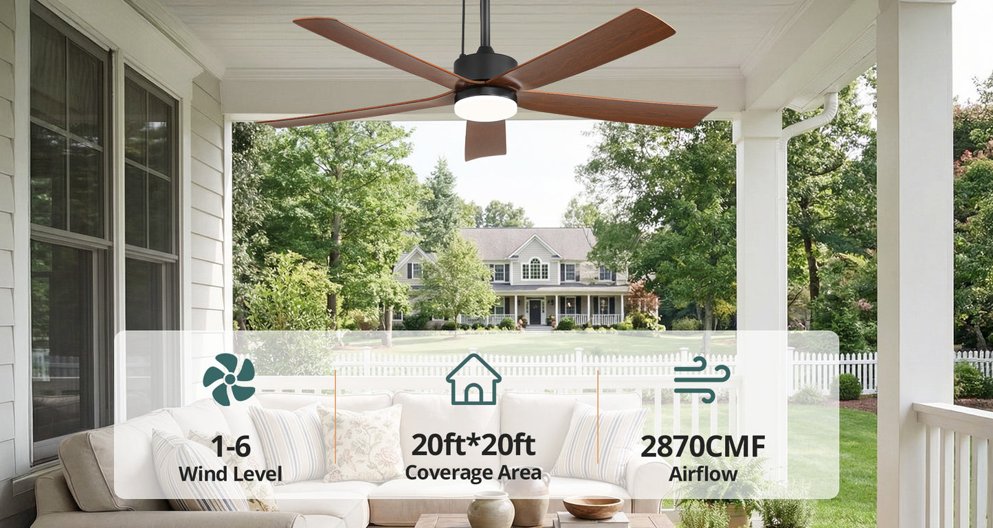 52-Inch Outdoor Solar Ceiling Fan with Light & Battery