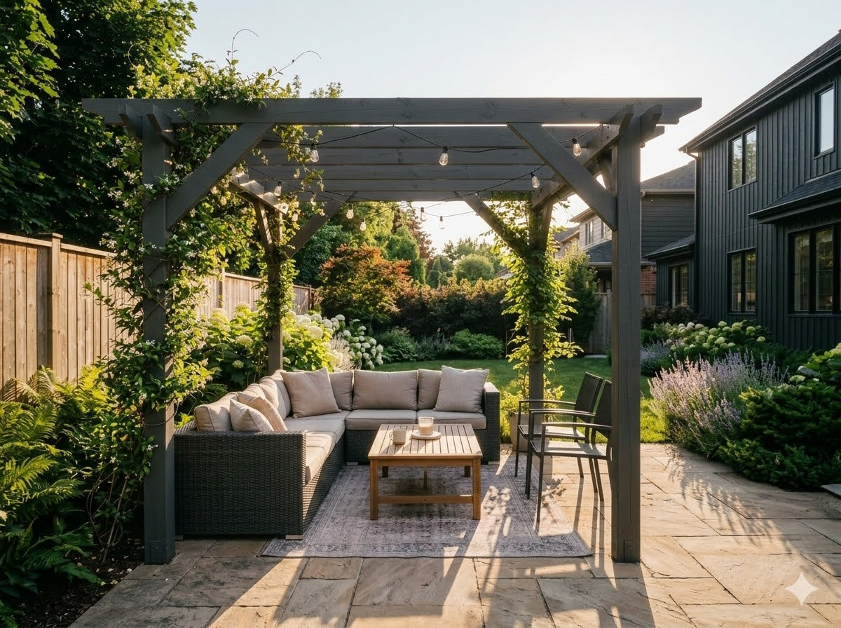 Pergola, patio, gazebo, shed, or garage where a no-wiring ceiling fan is needed.